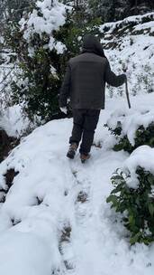 雪景 踏雪进山 雪中行 大雪