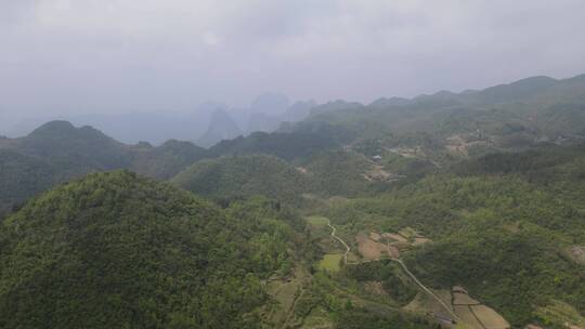 航拍大好河山青山绿水连绵山脉