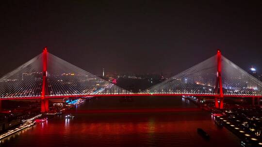 杨浦大桥夜景航拍全景