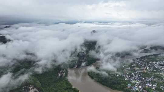 桂林夏季暴雨洪水航拍