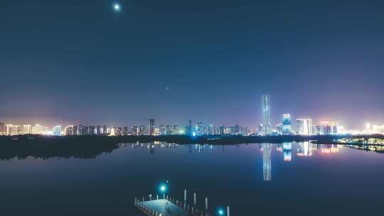 厦门杏林湾远眺集美新城夜景风光