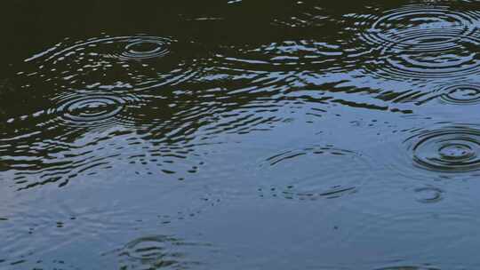 雨滴落在水面上