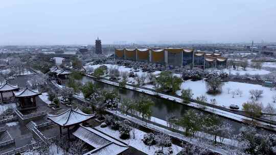 航拍洛阳雪景