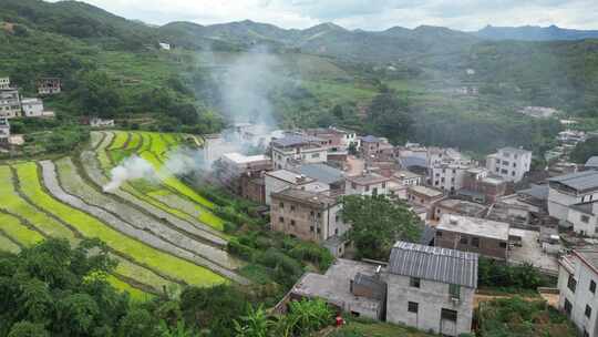 客都广东梅州市大埔县坪山梯田景区航拍