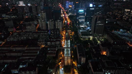 上海杨浦区大连路夜景航拍