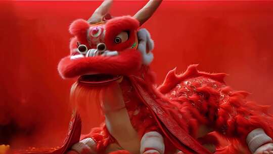 年龙年舞龙头中国红灯笼新年春节传统节