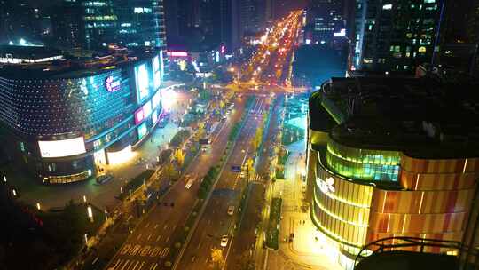 杭州下沙城市夜景车流延时摄影