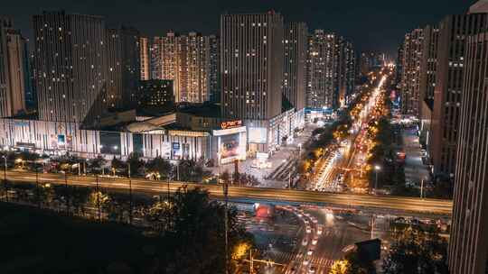 时代发展航拍夜景