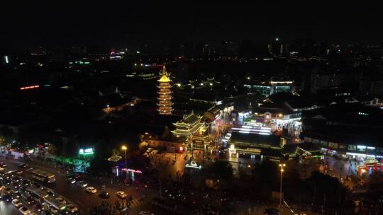 无锡南禅寺夜景4K航拍原素材