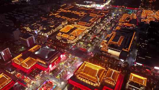 西安大唐不夜城夜景航拍