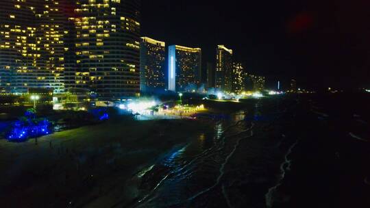 惠州双月湾夜景前进视频素材模板下载