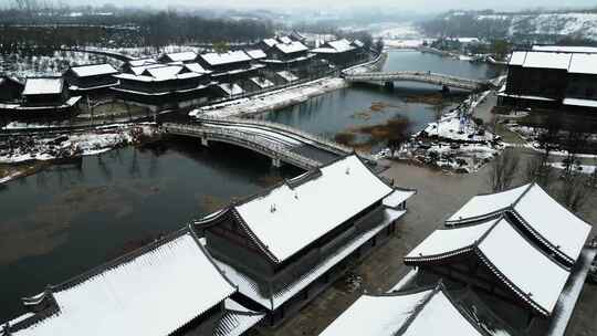 郑州贾鲁河明伦岛雪景