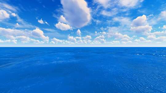 4K-深色 蓝天白云大海