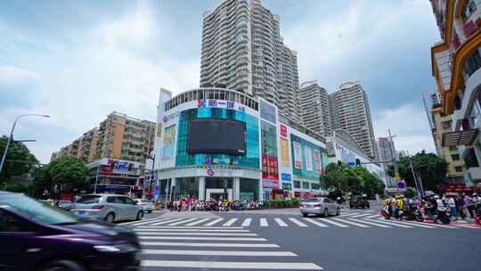 广州航拍延时车流人流地铁延时