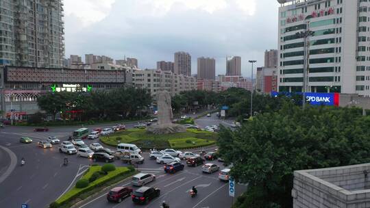 福建南安溪美夜景郑成功车流转盘交通航拍