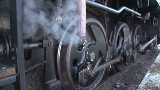 蒸汽火车前行运动的齿轮视频素材模板下载
