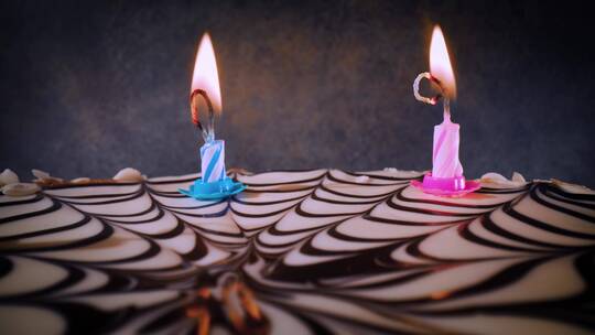生日蛋糕上的蜡烛被吹灭视频素材模板下载