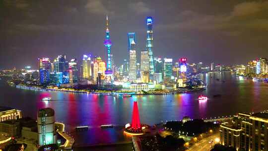 上海外滩乍浦路桥苏州河陆家嘴夜晚夜景视频视频素材模板下载