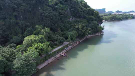 航拍桂林市区漓江风景区