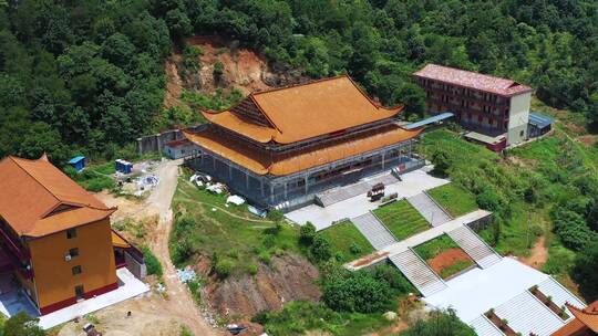 由近及远航拍江西吉安弥陀寺