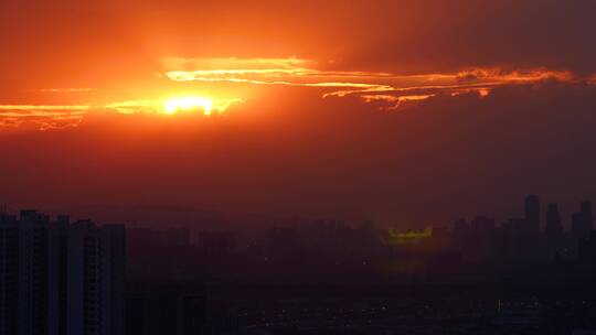 城市夕阳，太阳下山，夕阳西下4k视频素材