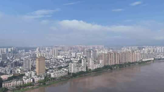 航拍四川乐山城市建设乐山大景