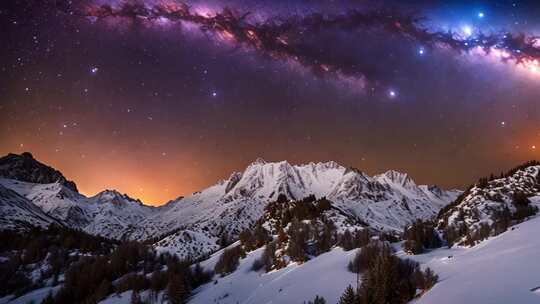 雪山星空全景