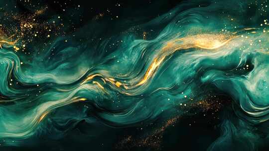 抽象墨绿色流体动画背景