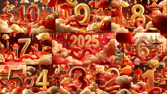 蛇年 倒计时 中国风 开场片头高清在线视频素材下载