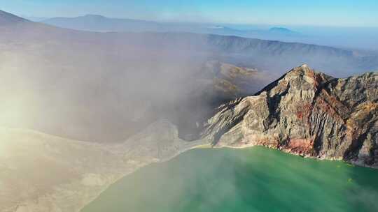 ijen火山湖航拍视频素材模板下载