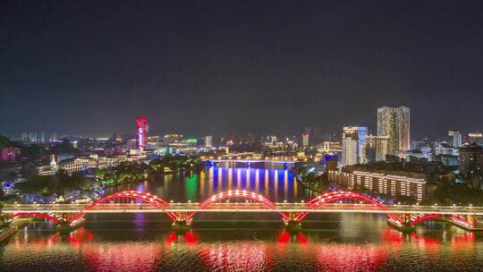 广西柳州柳江两岸夜景航拍延时