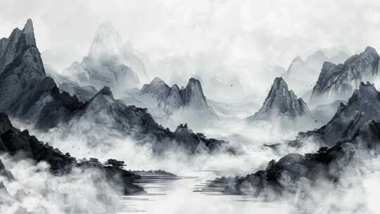 水墨山 中国风水墨背景