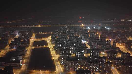 航拍 雄安 冬季 夜景 晚上 航拍雄安夜景