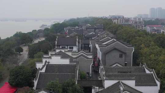 湖南岳阳巴陵广场汴河街航拍