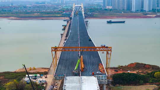 南昌复兴大桥建设工程作业航拍延时