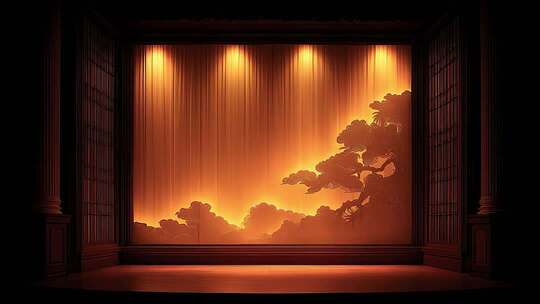 古典舞台幕布光影变幻唯美背景