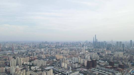 上海杨浦区城市建筑全景4K航拍视频素材模板下载