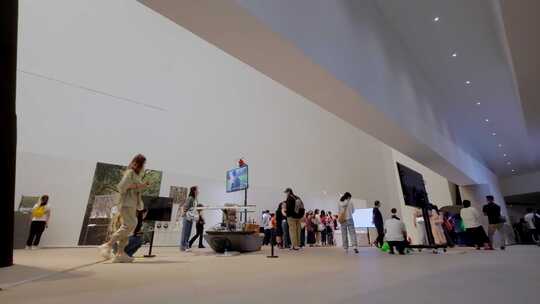 美术馆参观艺术展的人群