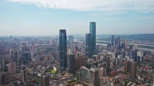 长沙第一高楼-国金中心-世茂中心城市航拍