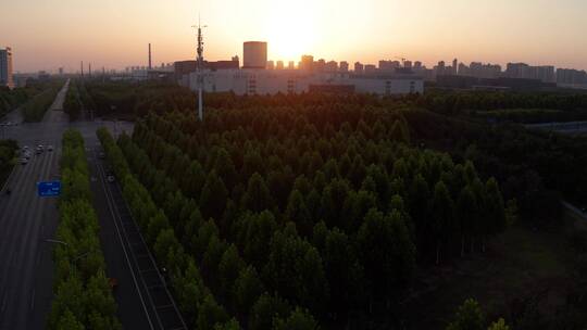 城市夕阳落日