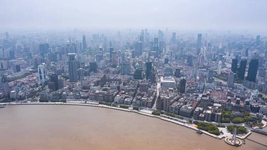 上海外滩_城市风景_后移延时航拍4K