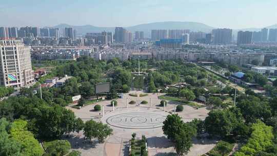 航拍河南平顶山城市风光风景景区