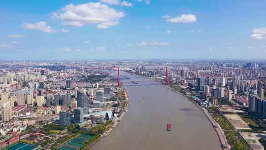 上海杨浦大桥航拍鸟瞰