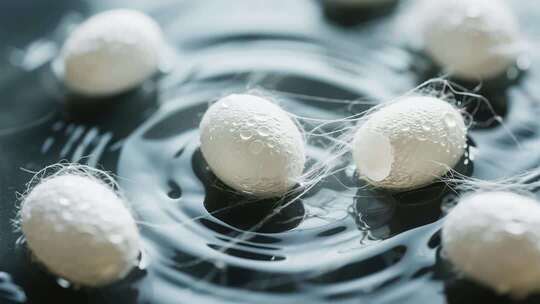 水中蚕茧微距特写素材