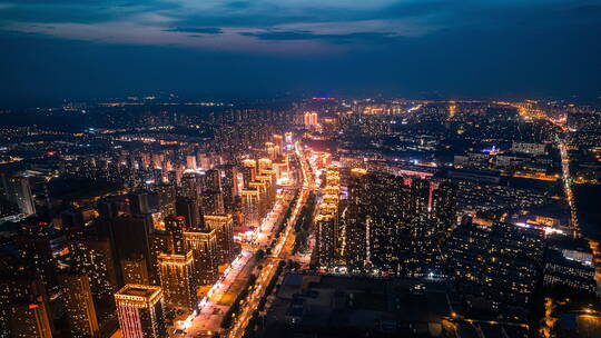 辽宁沈阳沈北新区城市风景夜景航拍