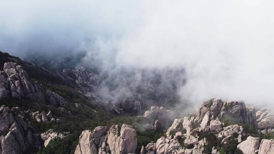 航拍青岛崂山巨峰自然风光