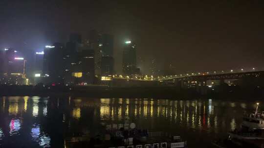 重庆嘉陵江千厮门大桥夜景视频素材模板下载