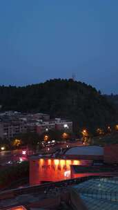 竖版航拍四川乐山市博物馆夜景