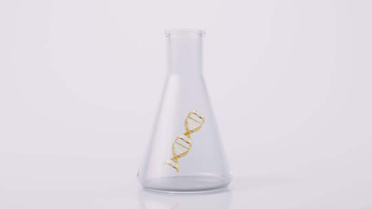 锥形瓶与DNA结构3D渲染视频素材模板下载
