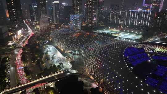 中国华润大厦深圳人才公园南山区航拍夜晚夜